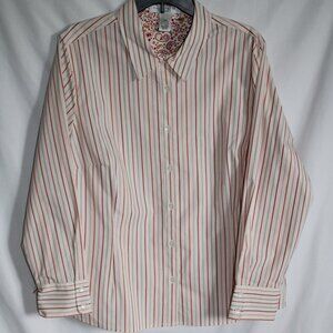 Pursuits LTD Women's Pink Raspberry Striped Button Up Long-Sleeved Shirt - 22W